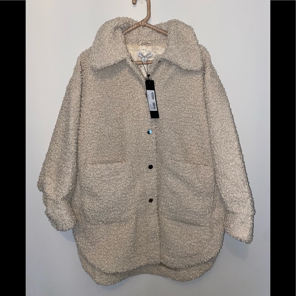 NEW Shona Joy Kathy Oversized Teddy Sherpa Coat Natural - Picture 5 of 9